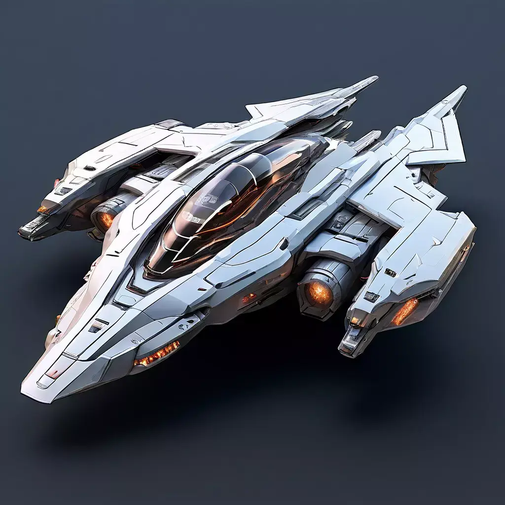 Scifi Fighter Starship White Guardian Low-poly 3D model