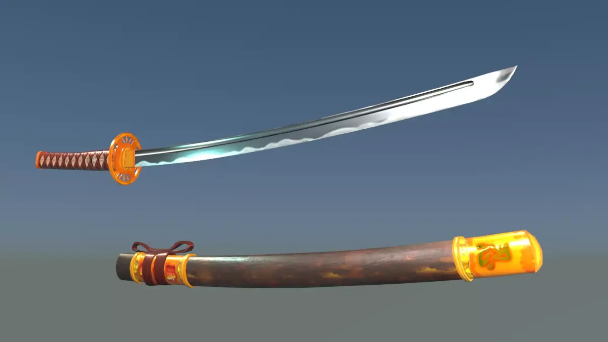 Golden Shinobi Katana Low-poly 3D model