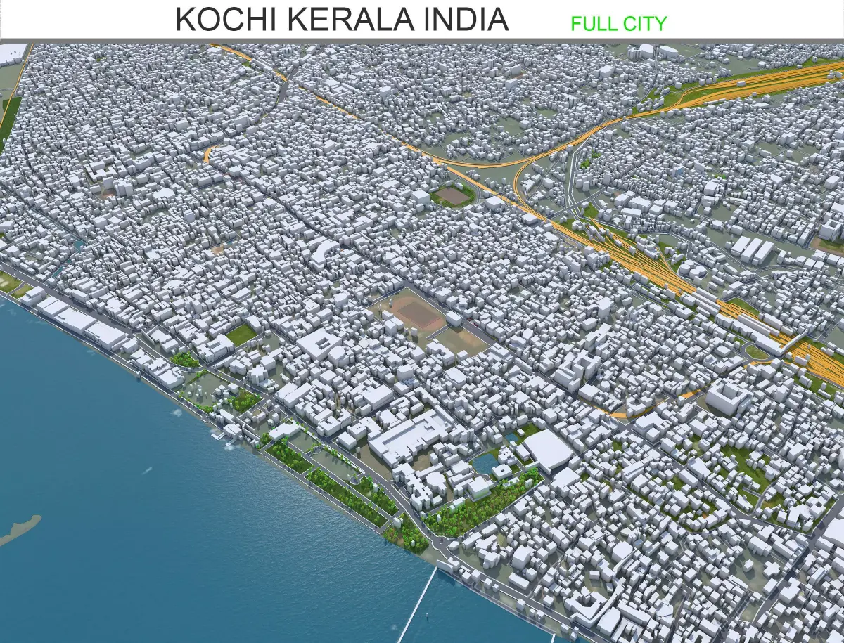Kochi Kerala India 40km AI Low-poly 3D model