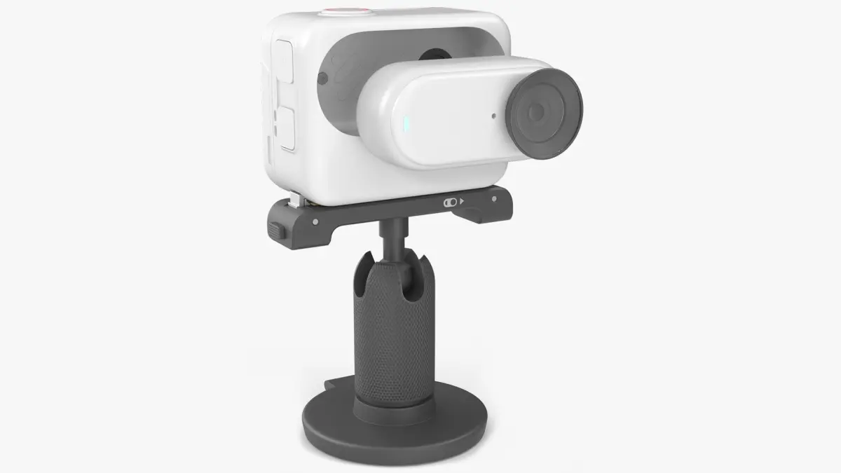 Compact Action Camera with Rear Touchscreen on Stand 3D model