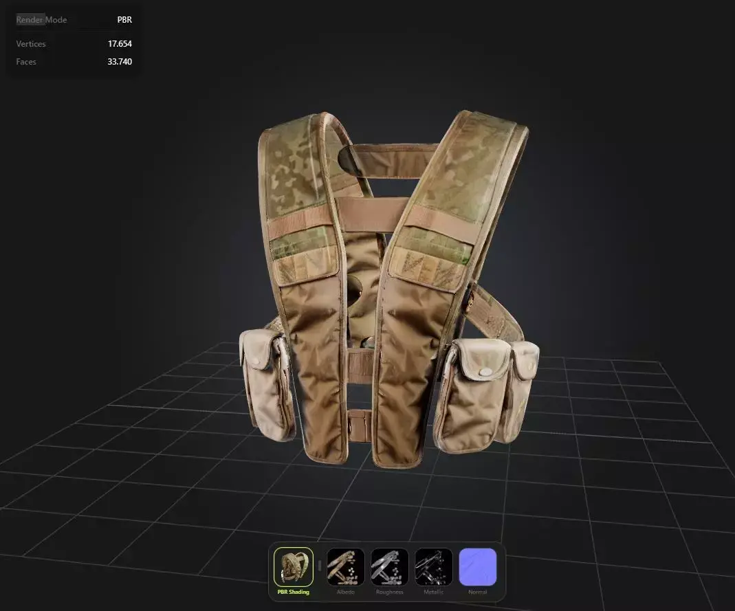 military  vest game ready UE5 PBR Low-poly 3D model