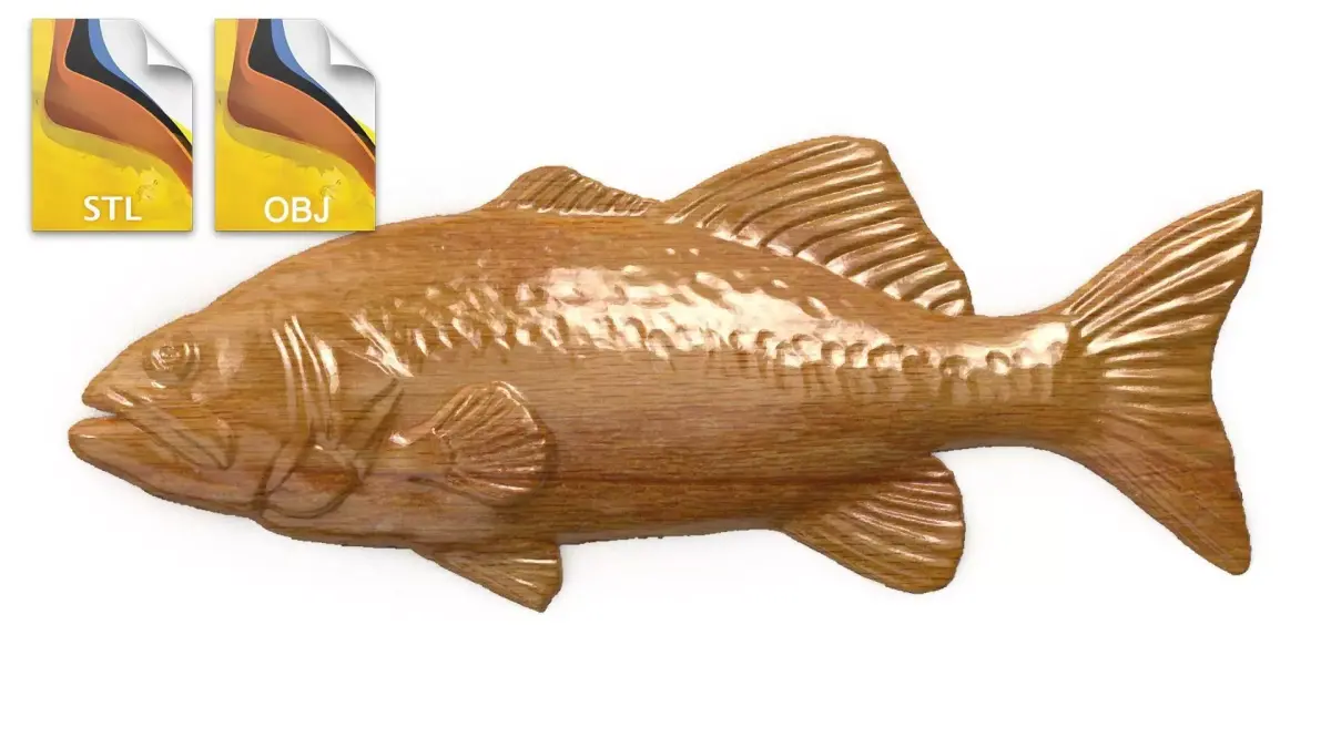 Fish 3d print 3d model stl obj largemouth bass 3D model