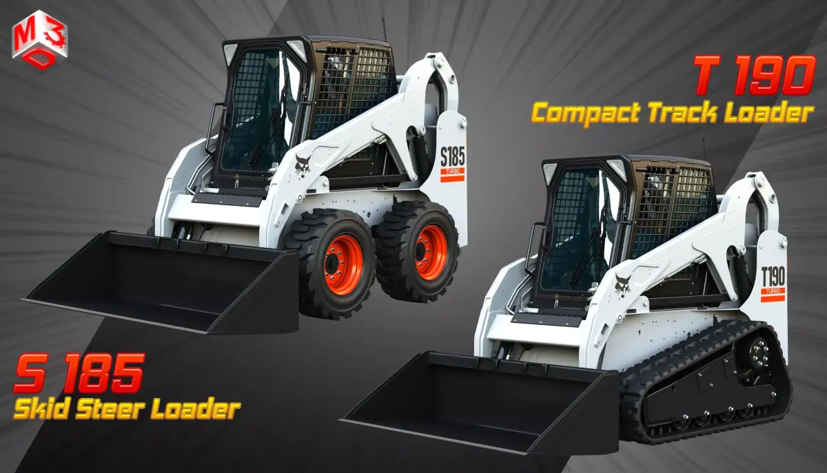 S185 Skid Steer - T190 Compact Track  Loaders  2 in 1 3D Model Pack
