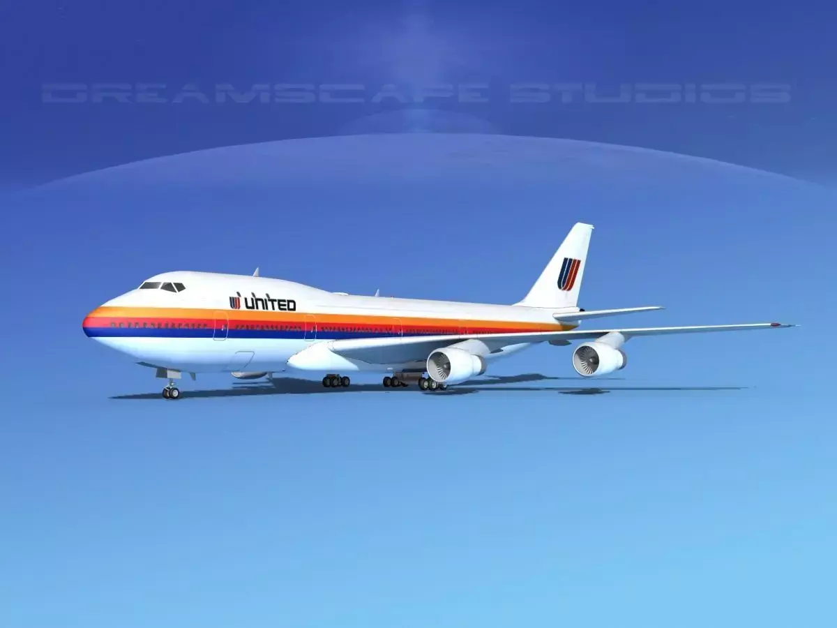  Boeing 747-100 United Airlines 2 3D model