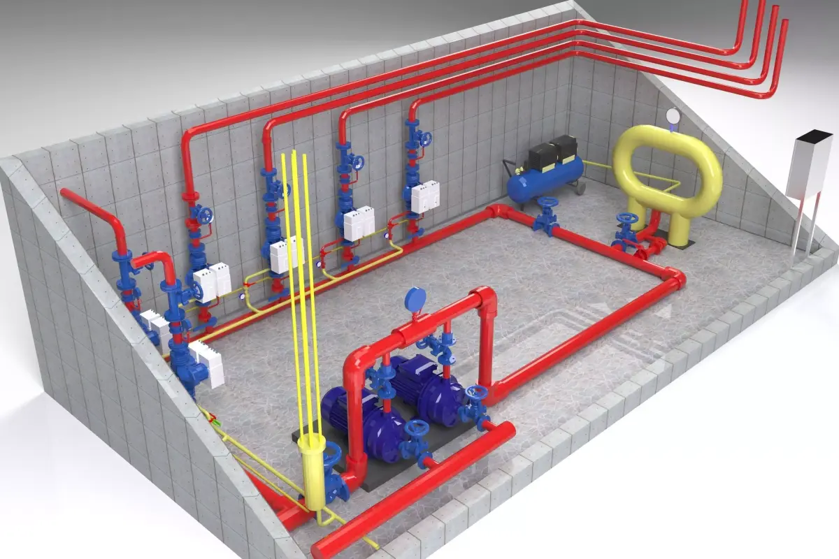 Fire-fighting pumping station 3D model