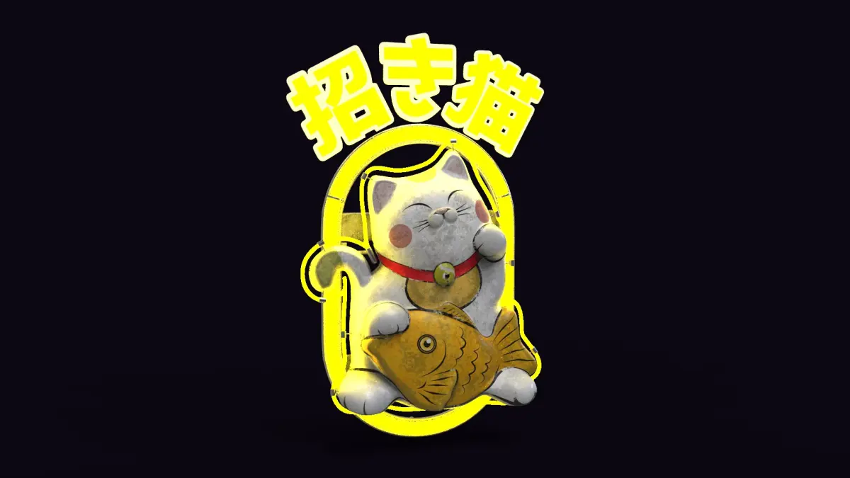 Japanese Maneki Neko Neon Light Sign 3D model