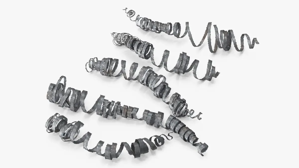 Spiral Metal Shavings from Lathe Processing Silver 3D model