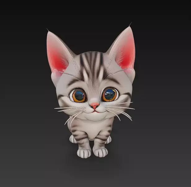 Cat Kitten Realistic 3D Model Basic - Low Poly Realistic Low-poly 3D model 5