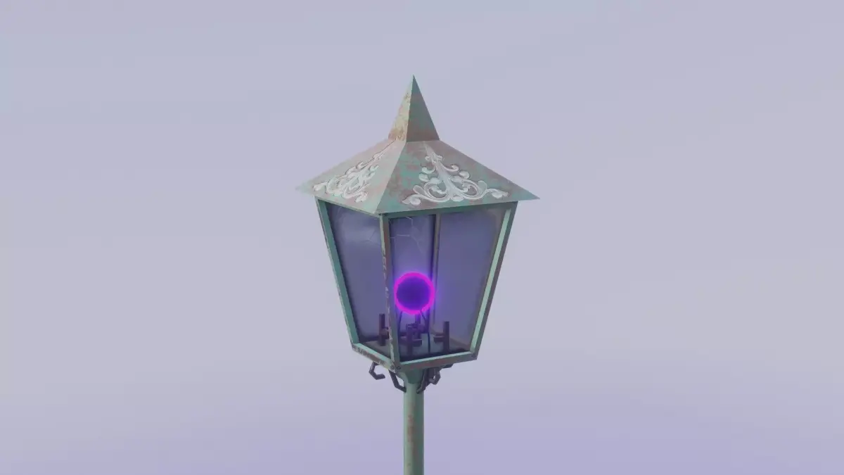 stylized steampunk lamp staff PBR Game ready Low-poly 3D model