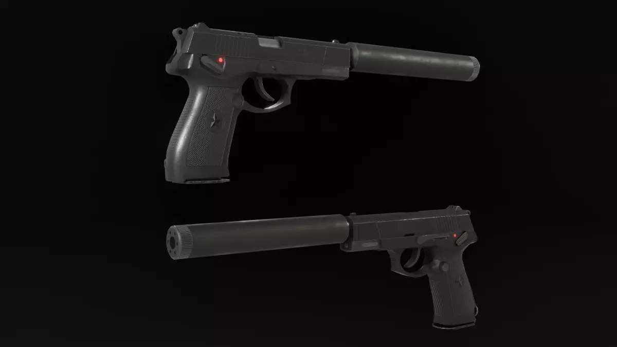 Low Poly Chinese QSZ-92 Pistol Low-poly 3D model
