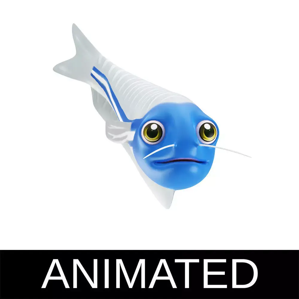 Glass Cat fish animated Low-poly 3D model