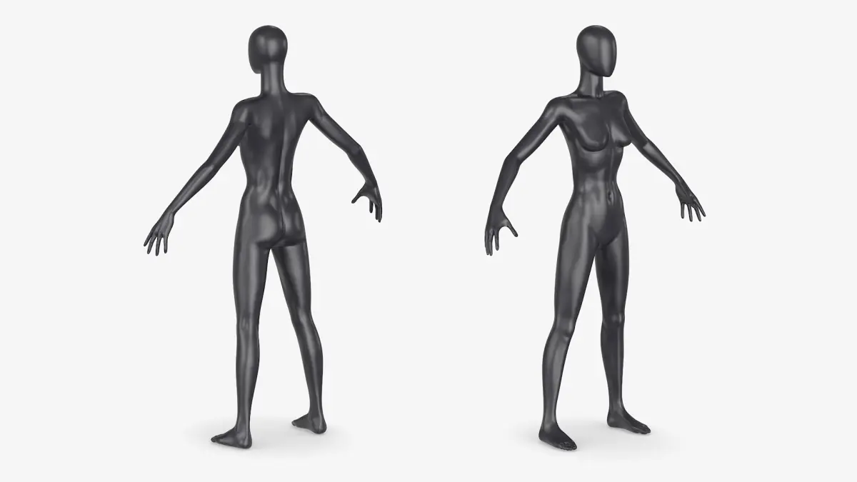Mannequin Female Black 3D model purchase