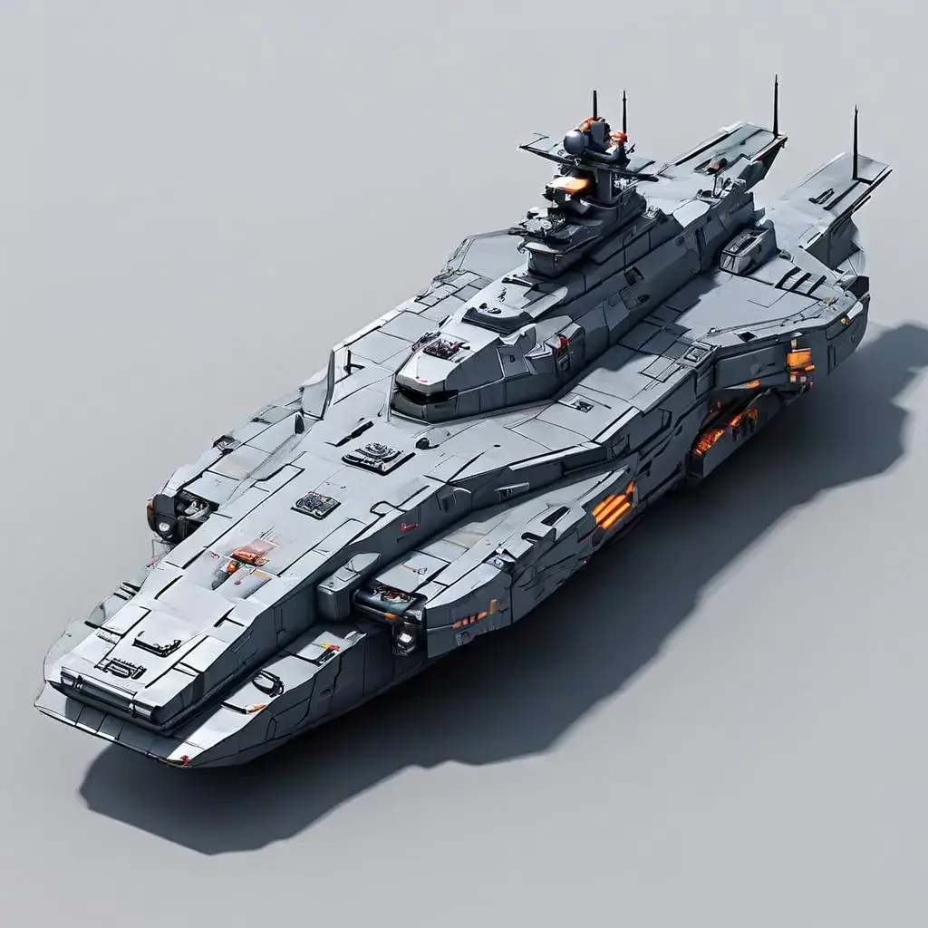Scifi Battleship Futuristic Warship Model Low-poly 3D model