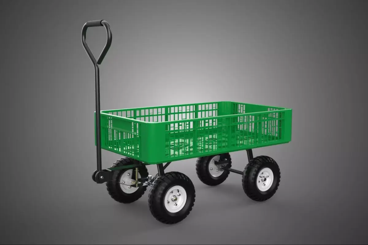 PLASTIC CRATE BASKET TRAY TROLLEY WAGON CART UTILITY GARDEN FARM 3D model