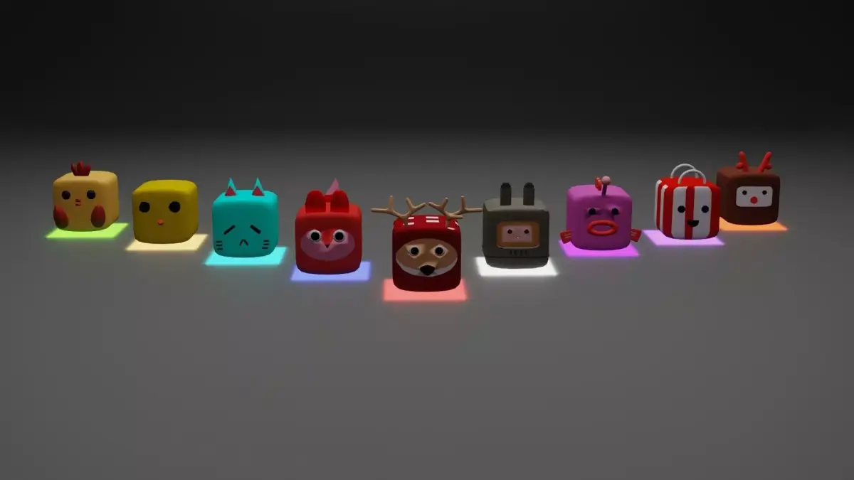 CUBIES group of different colored toys Low-poly 3D model