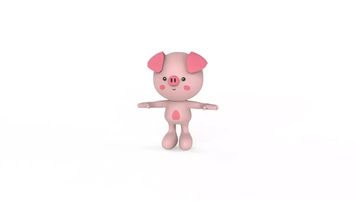 Character012 Pig Animal  Low-poly 3D model