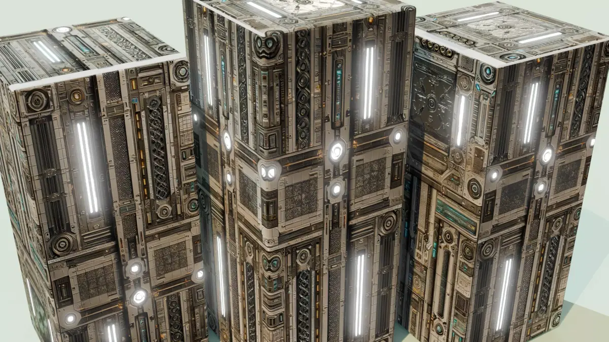 Futuristic Sci-Fi Building 3D Model with Detailed PBR Textures Low-poly 3D model