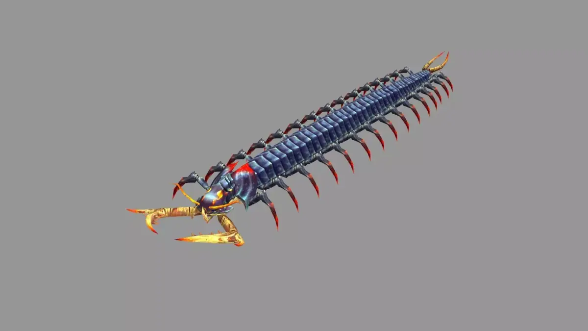 Cartoon black centipede Low-poly 3D model