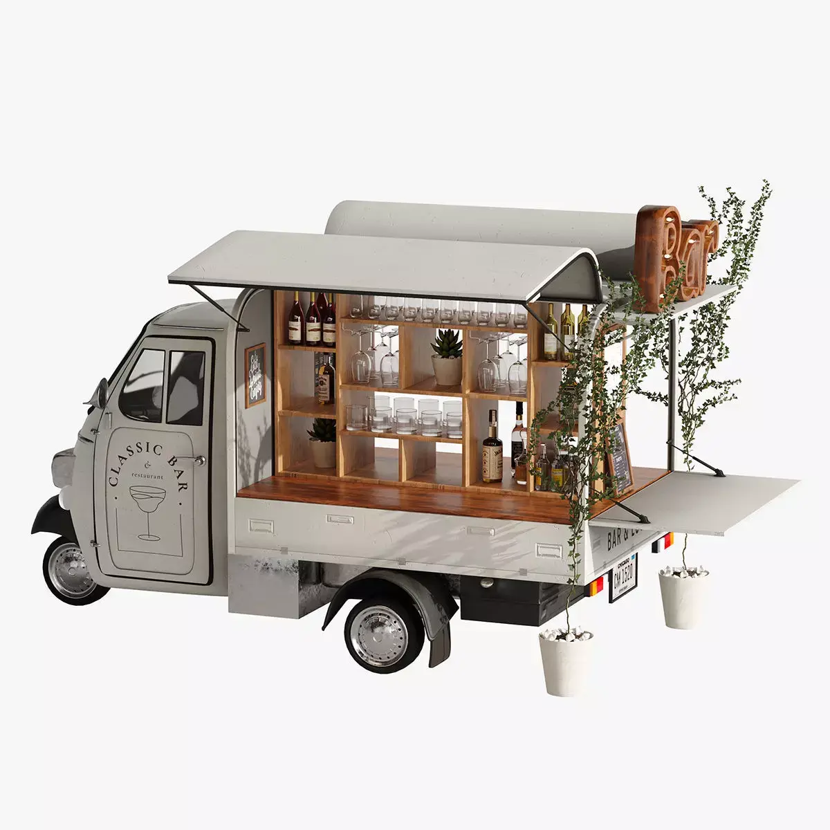 Food truck bar set 2 3D model