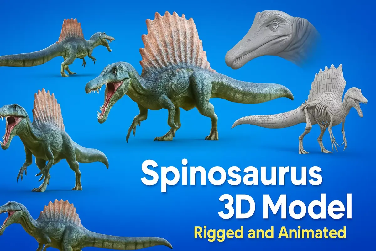 Realistic Spinosaurus Rigged and Animated Low-poly 3D model