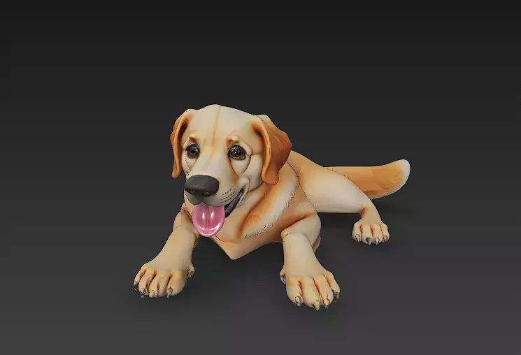 Golden Retriever Dog Realistic 3D Model - Low Poly Realistic  Low-poly 3D model