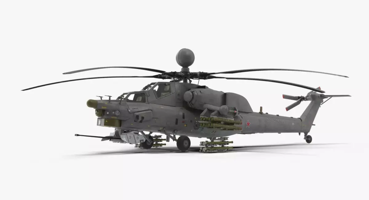 Mi-28N Gray Low-poly 3D model