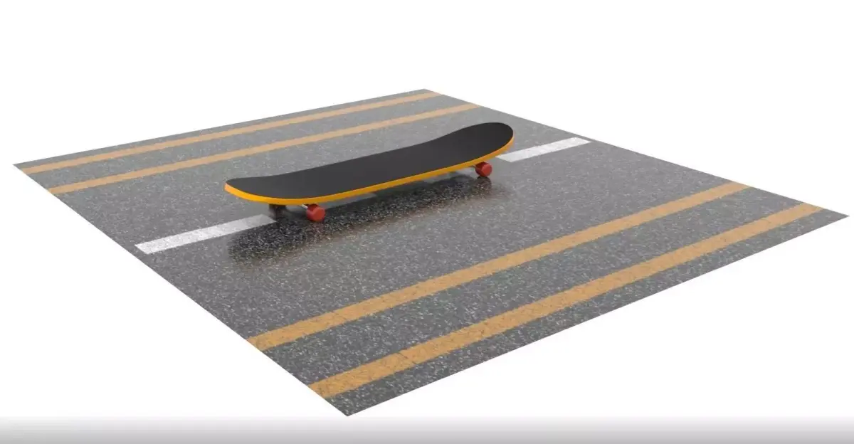 realistic skateboard on road Low-poly 3D model