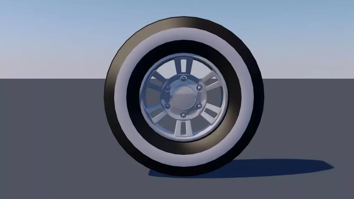 6 Lug Rims with Low Poly Treadless Tire 3D model