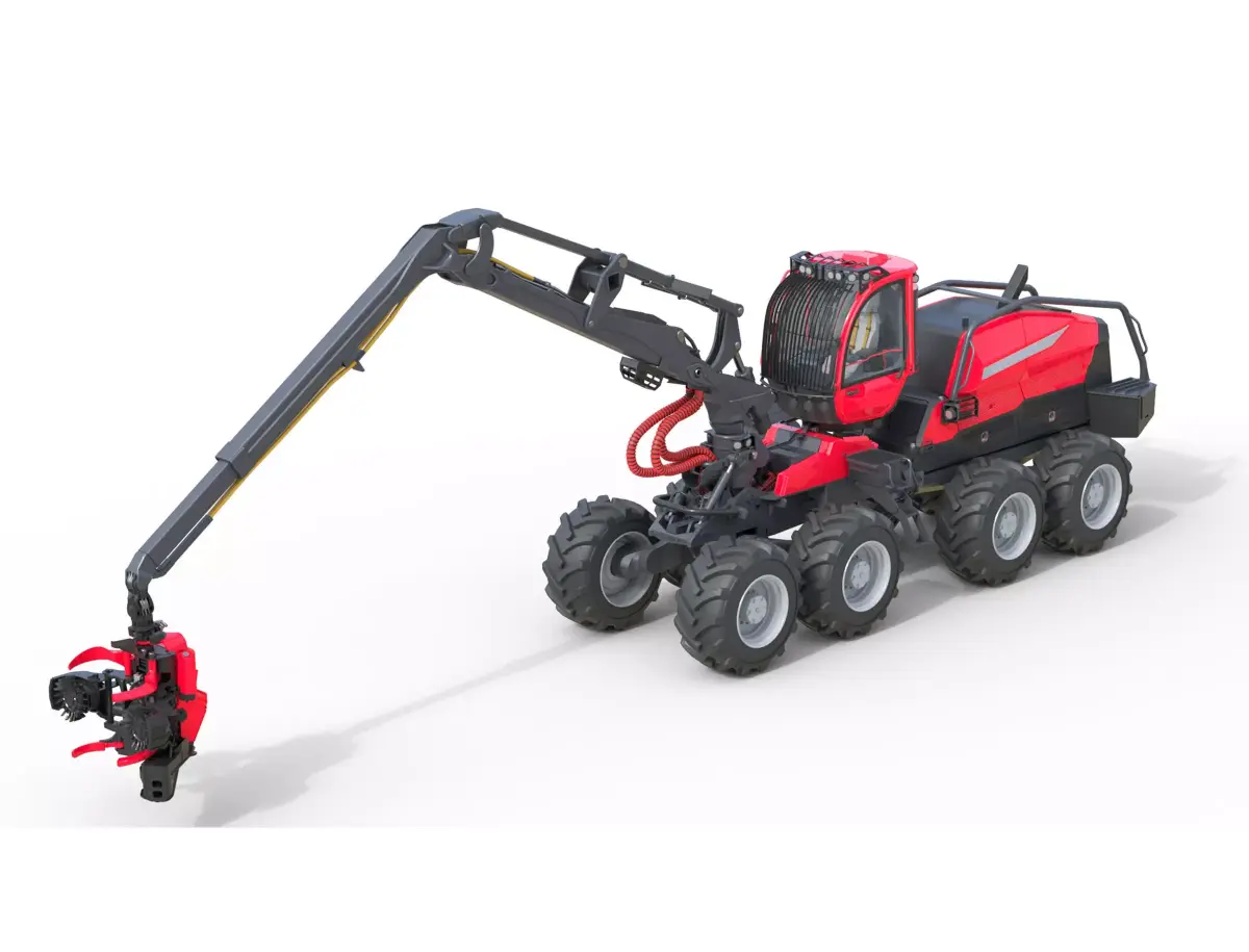 Forestry Wheeled Harvester Low-poly 3D model