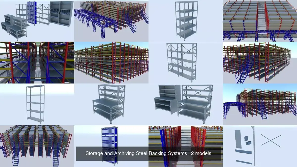 Storage and Archiving Steel Racking Systems 3D Model Pack purchase