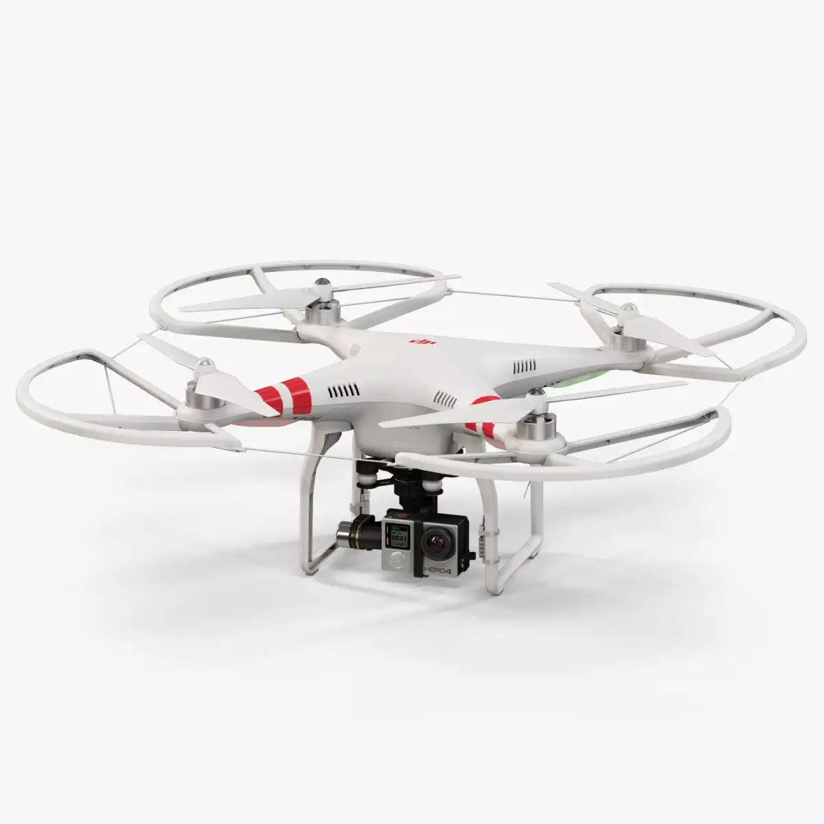 DJI Phantom 2 Quadcopter with Prop Guard and GoPro HERO4 Low-poly 3D model