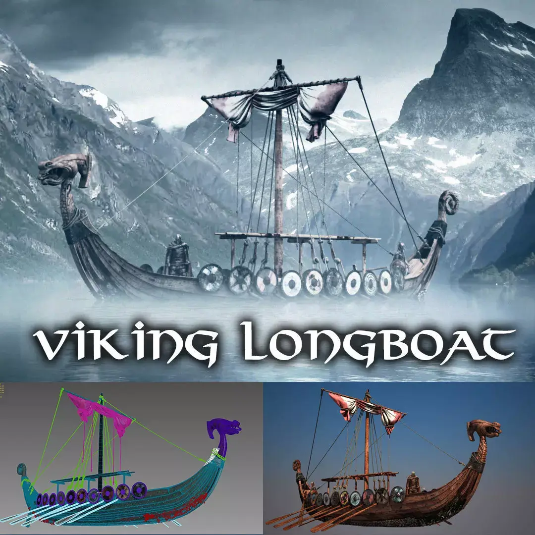 Viking Longboat Full Version 3D model