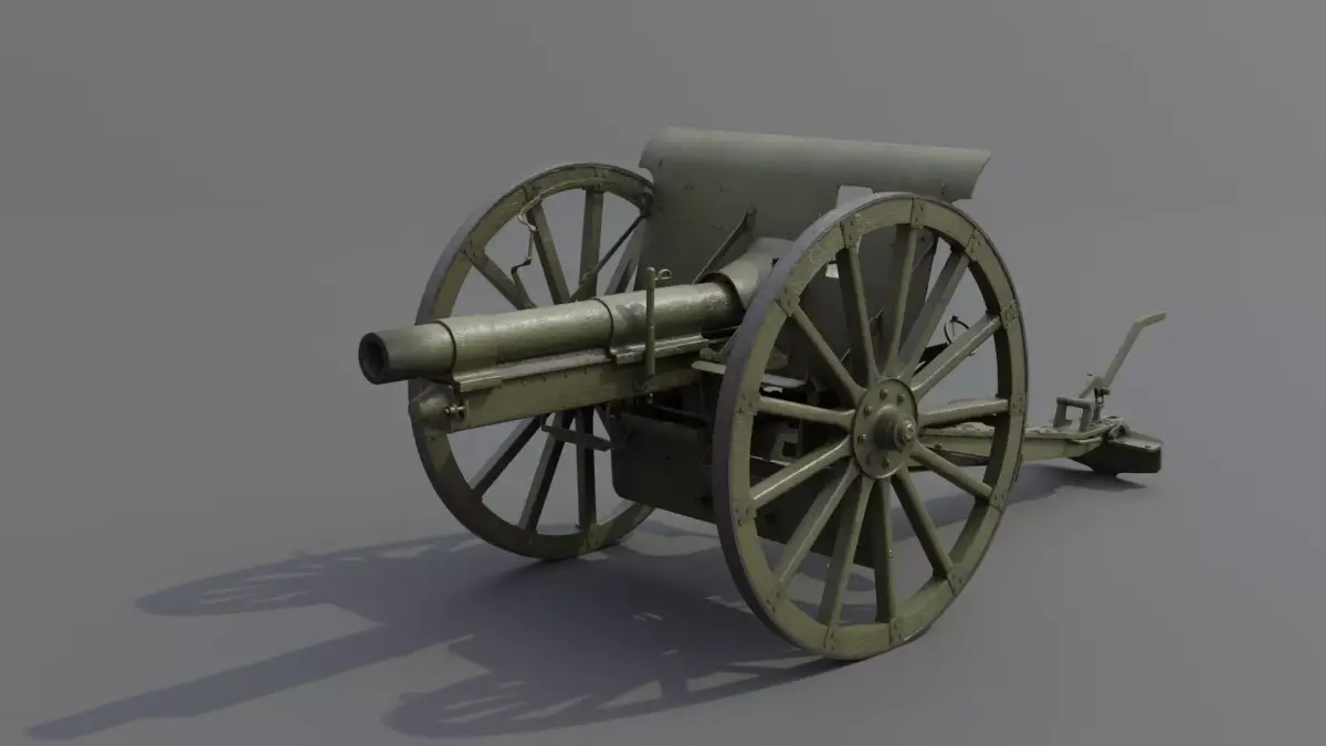Type 38 75mm field gun Low-poly 3D model