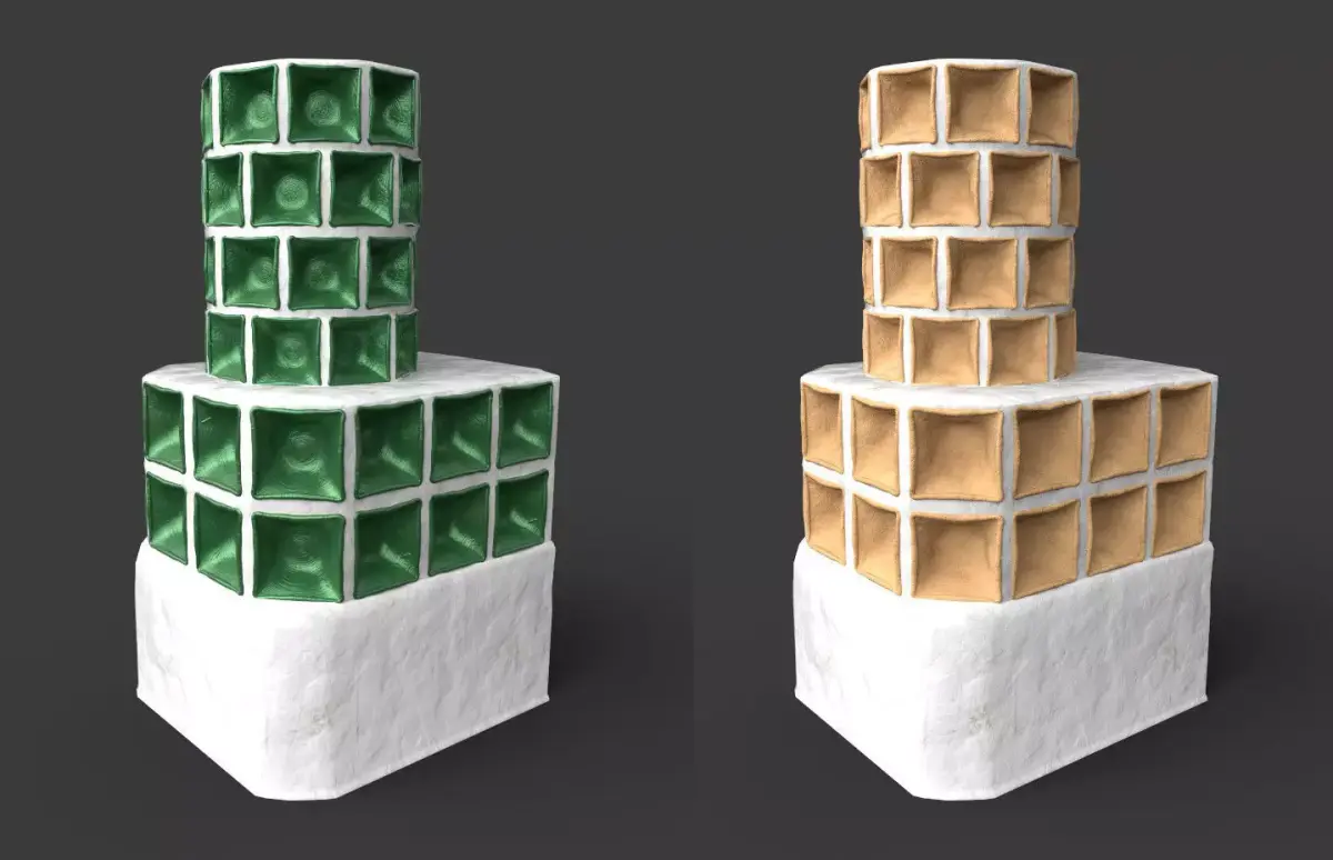 Late medieval tiled stove - variant B Low-poly 3D model