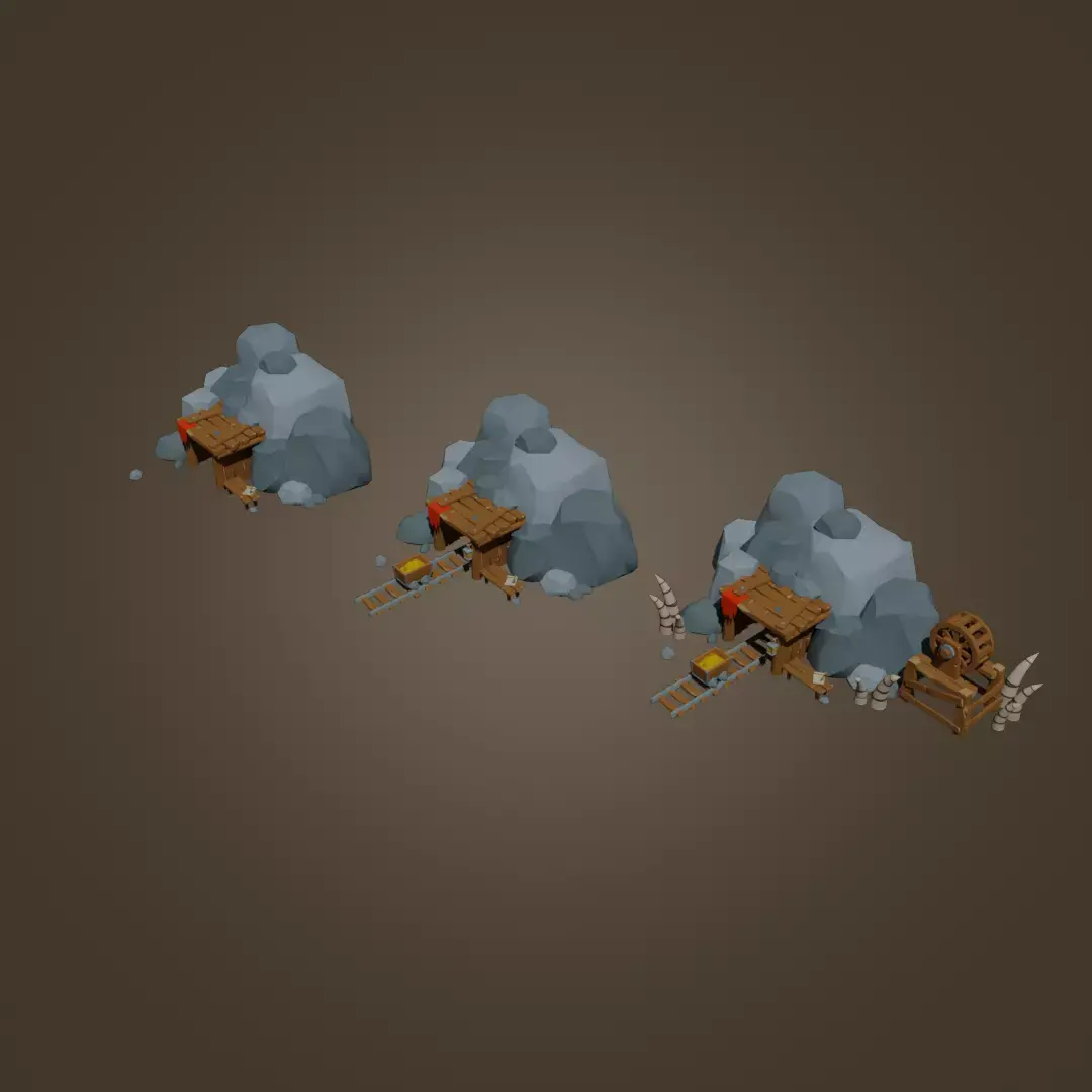 Goblins and Orcs Gold Mine Low-poly 3D model