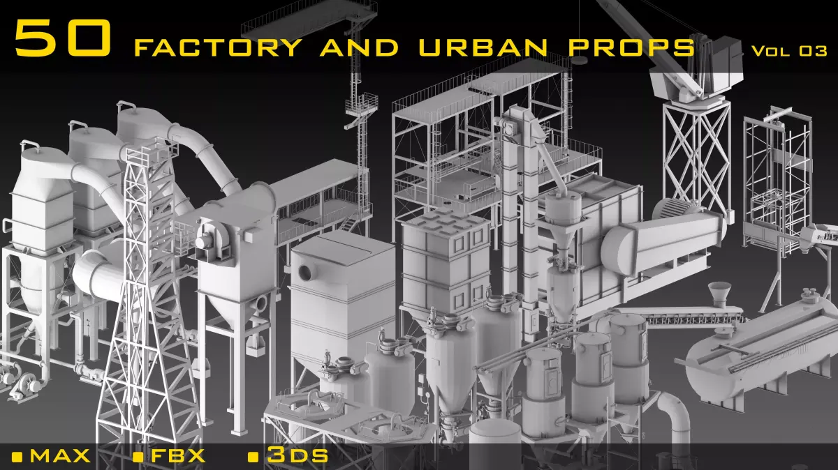 50 Factory and Urban Props- Vol 03 Low-poly 3D model