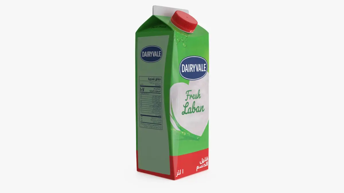 Cultured Milk Drink 1L with Red Screw Cap Green 3D model