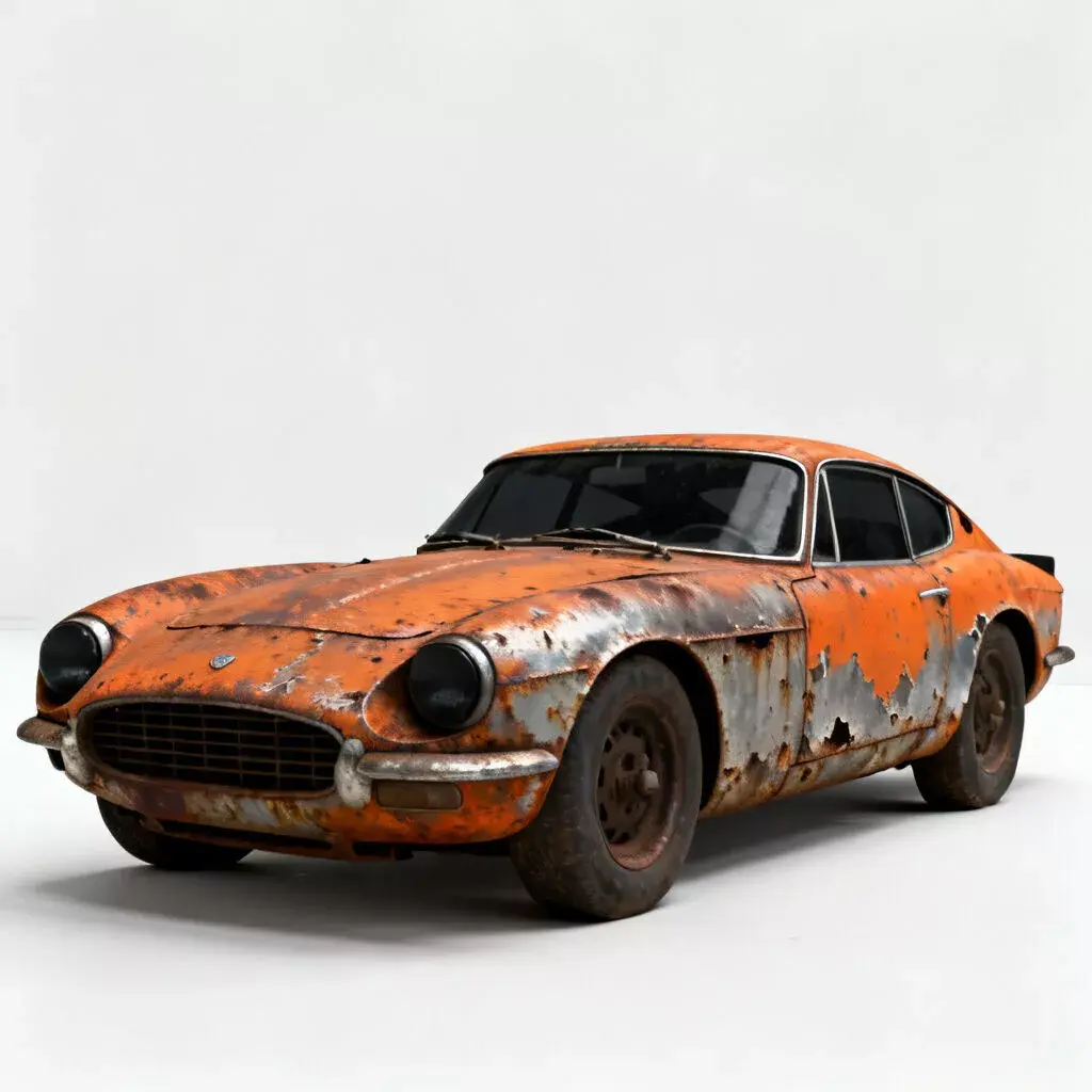 Realistic Weathered Vintage Coupe Decay 3D Model Low-poly 3D model