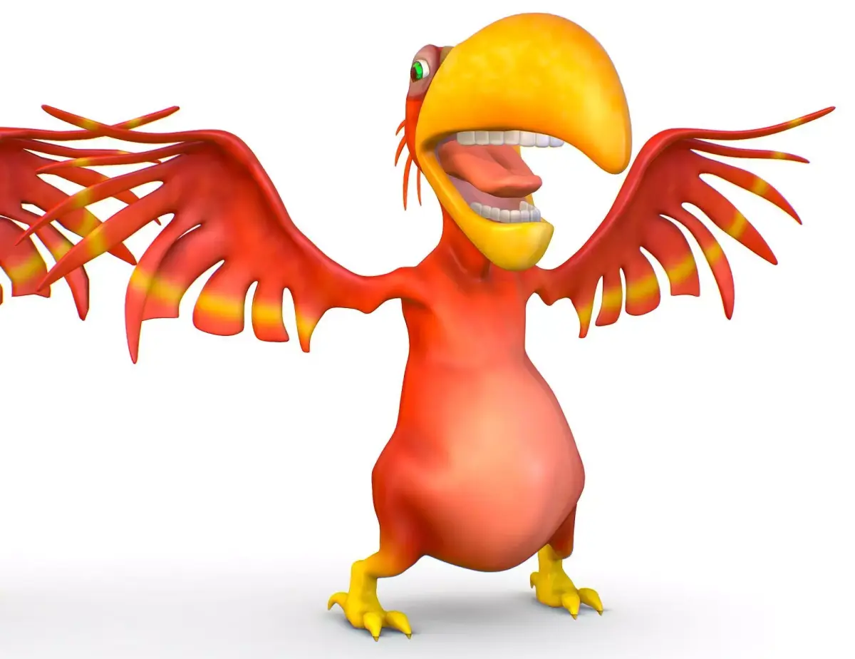 Subdivision Toon Red Bird  Cockatoo Toucan 3D model