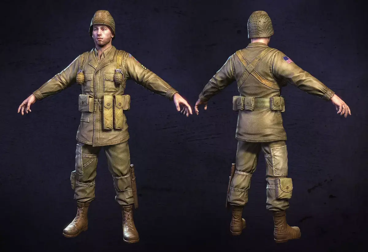 American Soldier World War Low Poly Low-poly 3D model