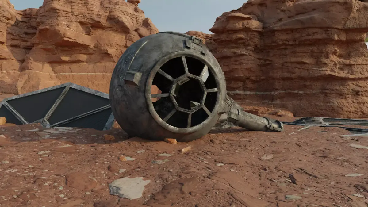 Tie Fighter Wreckage Low-poly 3D model
