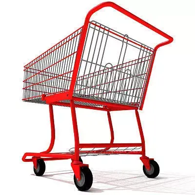 3D Red Metal Shopping Cart 3D model