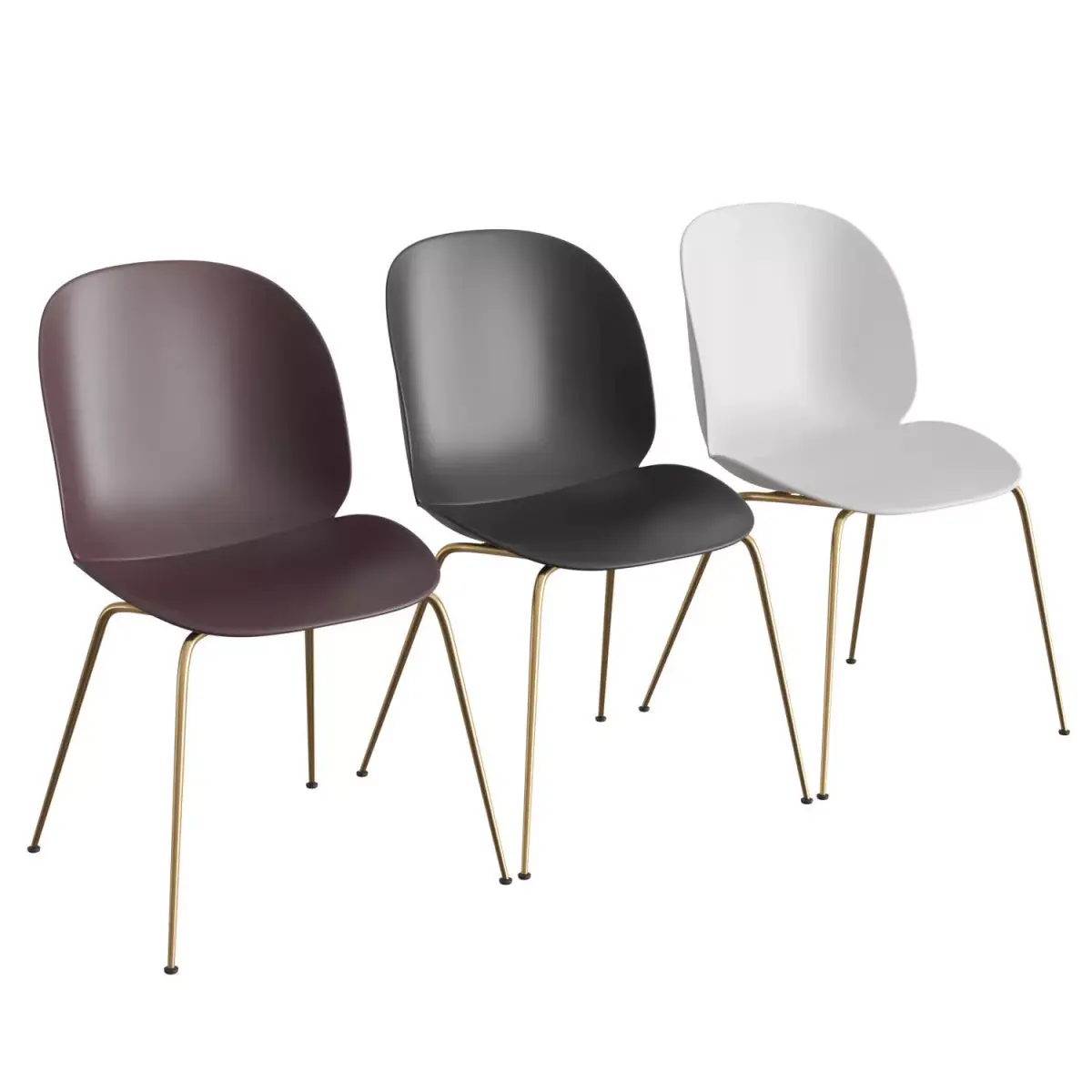 Beetle Dining Chair Un-Upholstered Conic Base 3D model