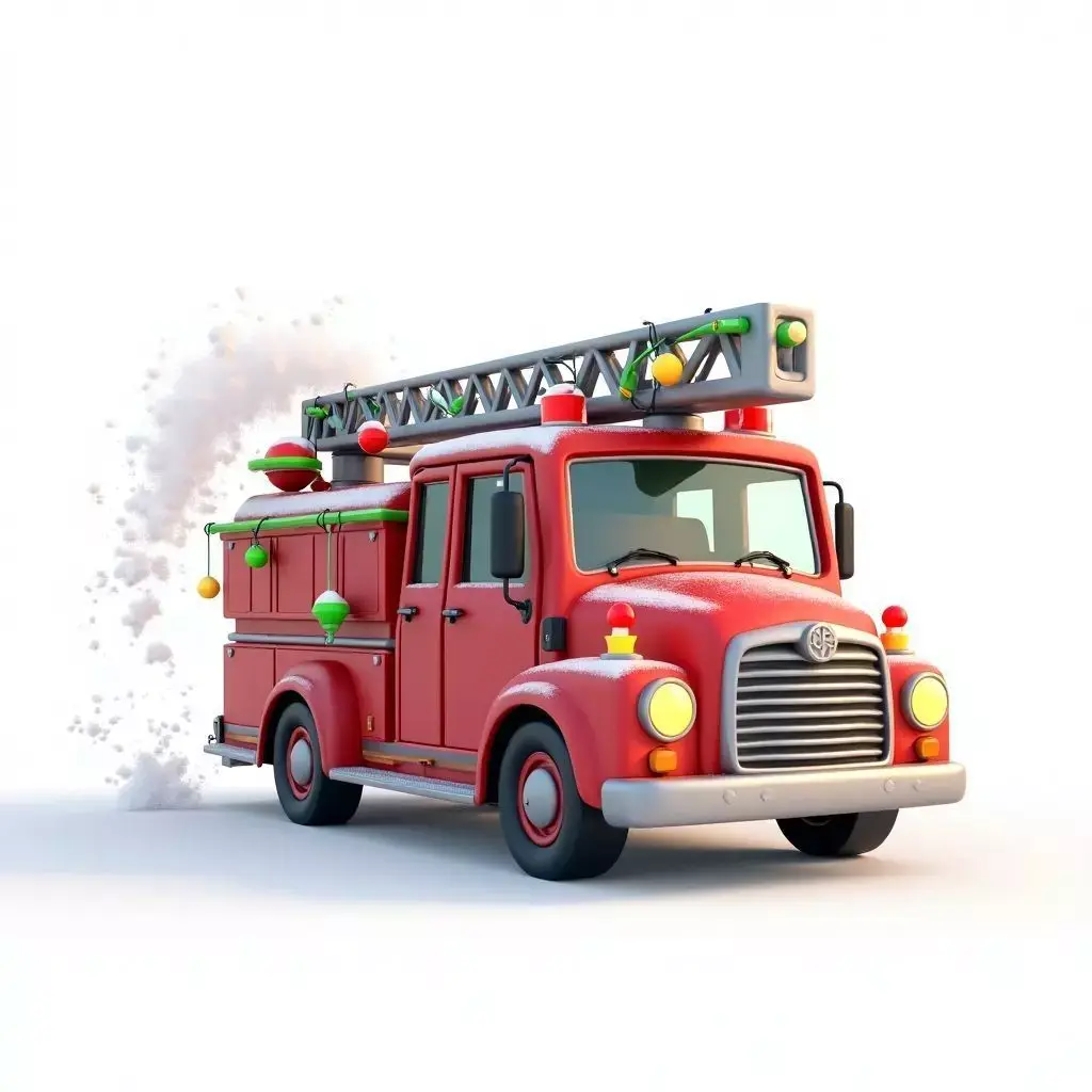 Vintage Christmas Fire Truck 3D Model Festive Rescue Prop Low-poly 3D model