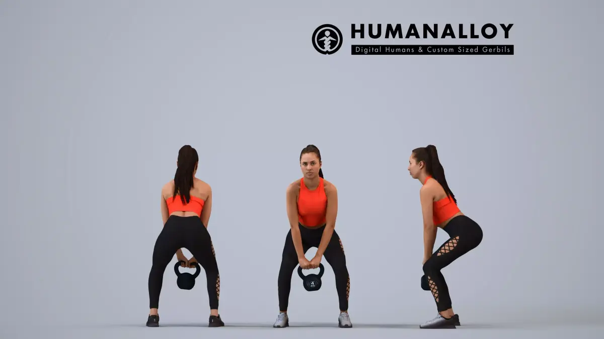 00253Anargul0009 - Adult Indian woman crouching during exercise 3D model