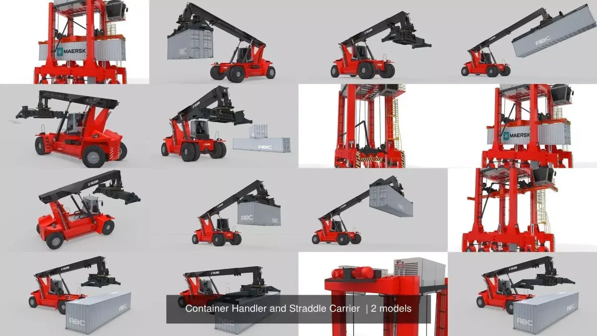 Container Handler and Straddle Carrier  3D Model Pack