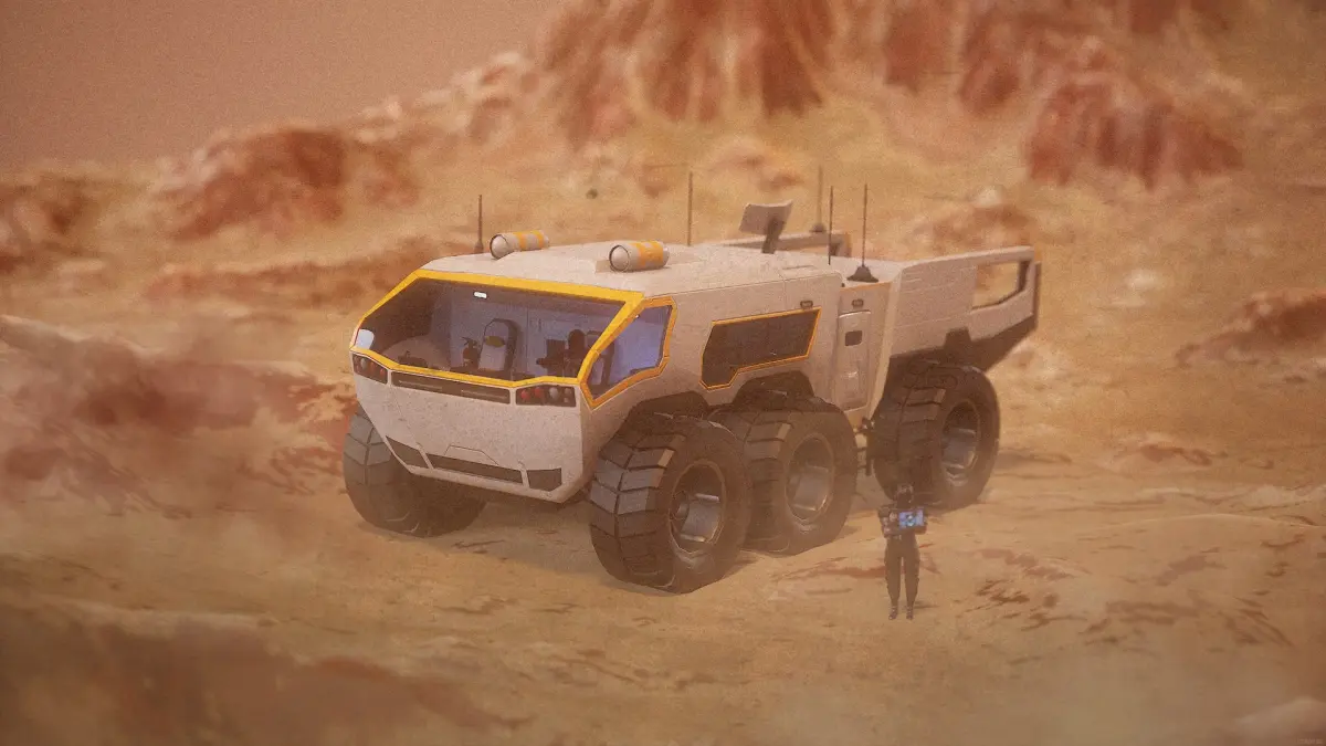 Sci-Fi Exploration Vehicle Rover Rigged 3D model