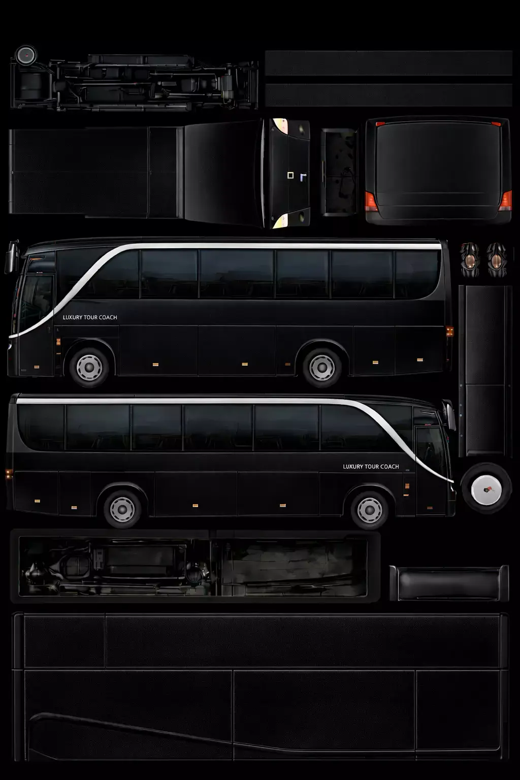 Luxury Low Poly Coach Bus 3D Model 03 Low-poly 3D model