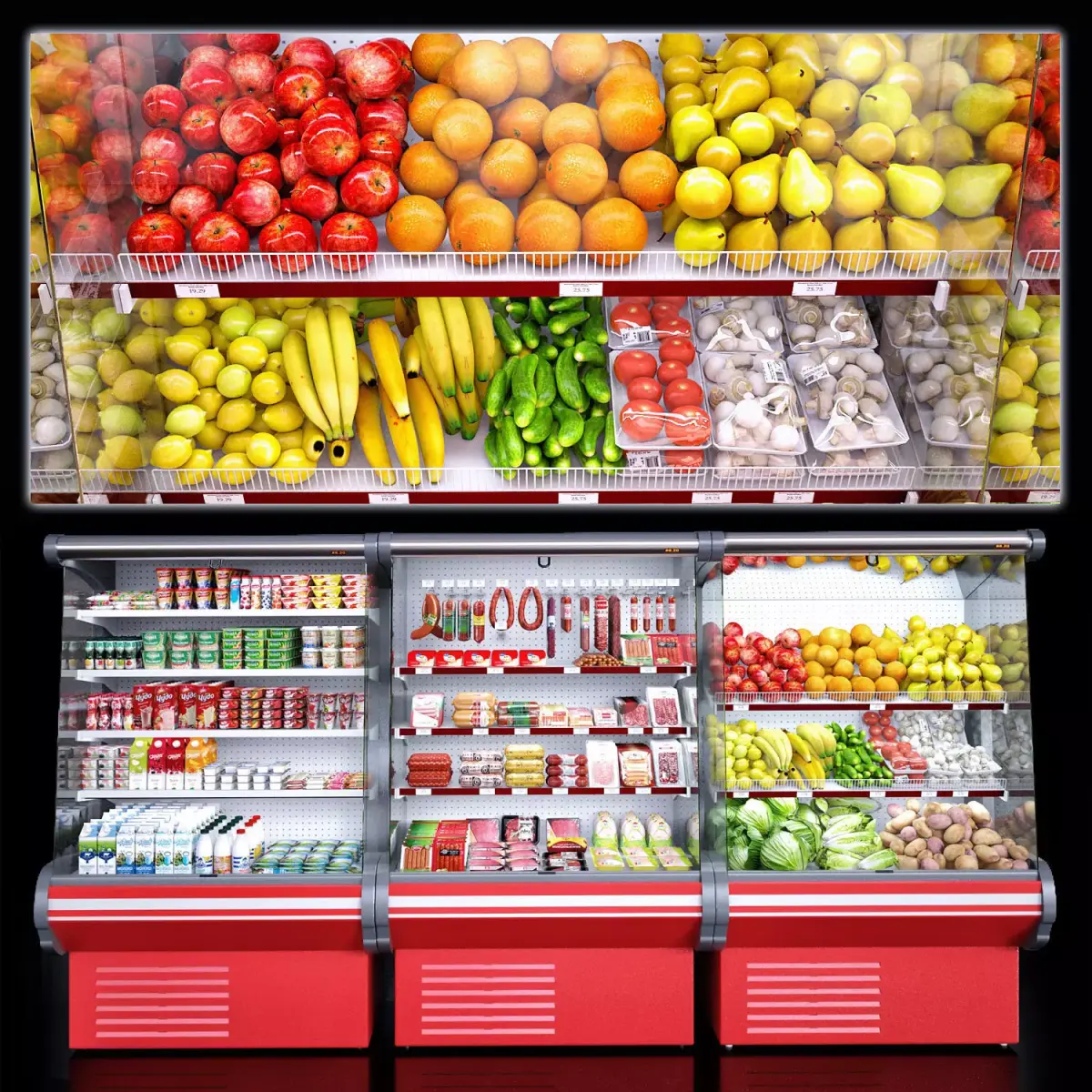 Market refrigerators 3D model purchase
