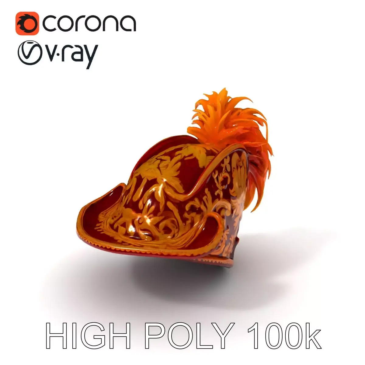 Ornate Feathered Hat Model Pack Low-poly 3D model